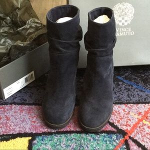Vince Camuto Suede Booties in Dark Navy